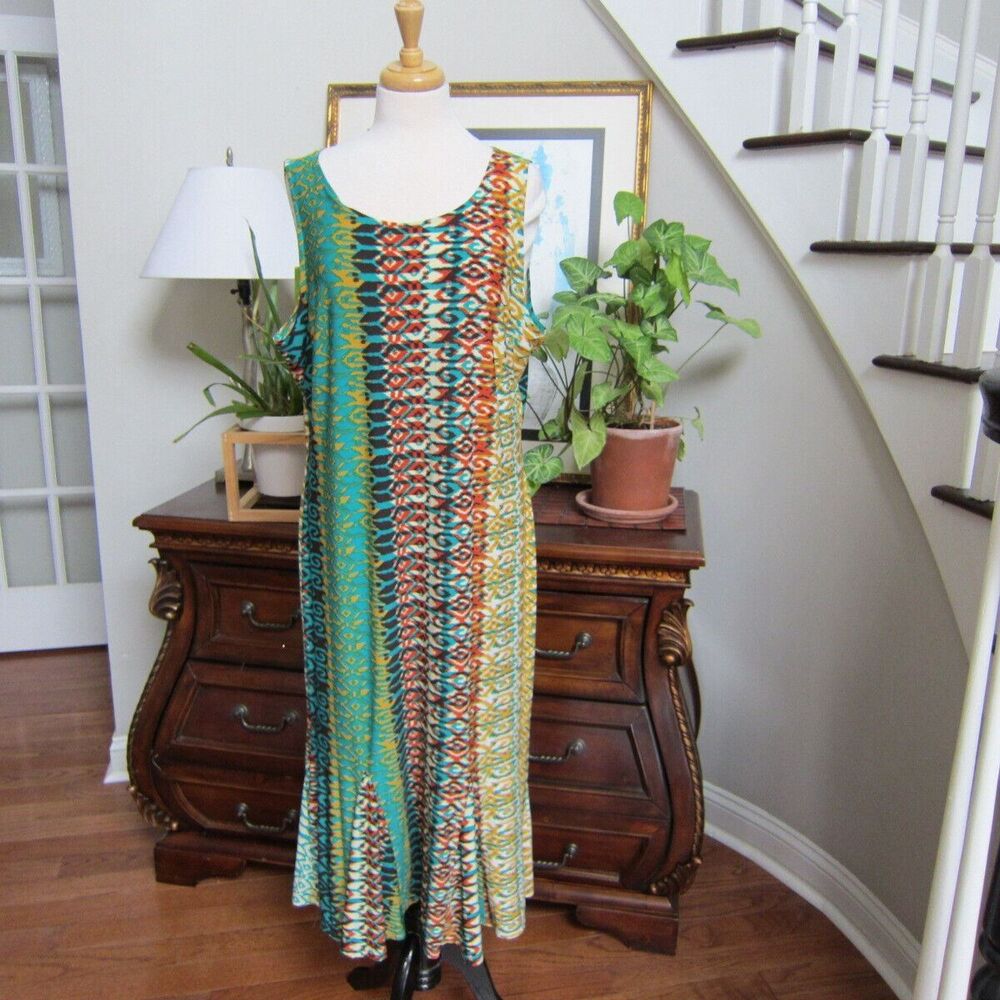 Danny and Nicole Womens Size 18 Tribal Print Stretch Sleeveless Dress